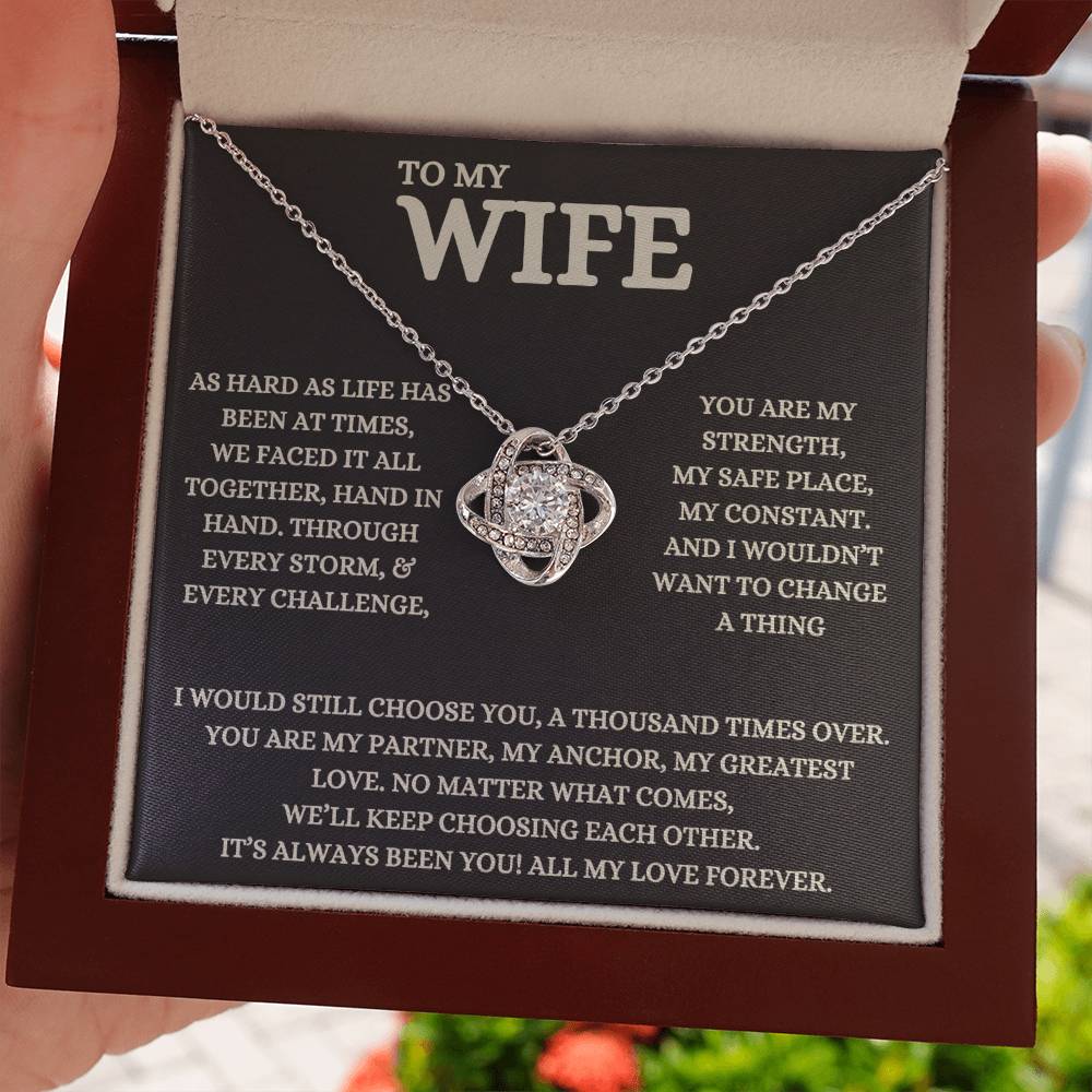 To My Wife - Beautiful Gift Set - Love Knot Necklace - WLKL007