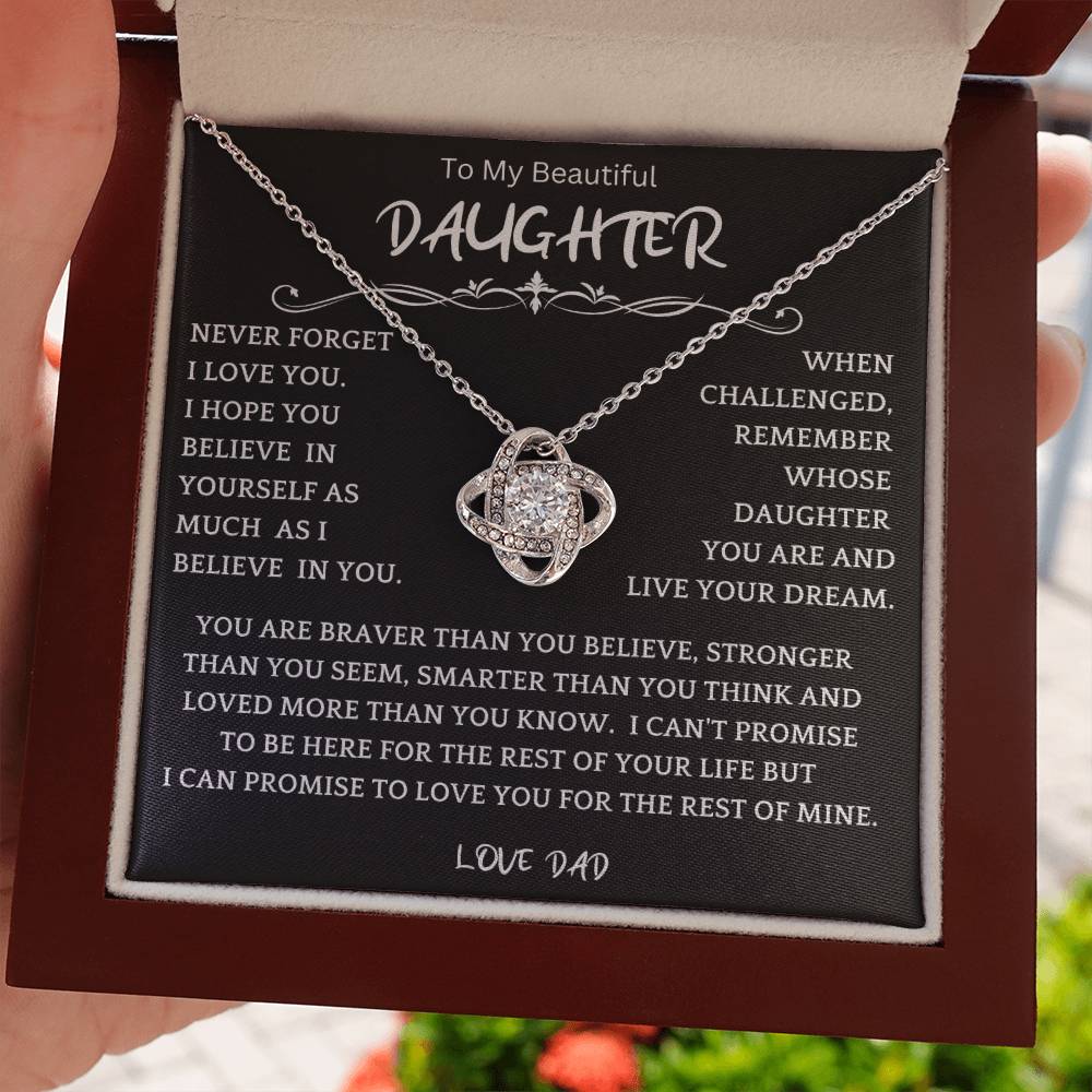 To My Daughter - Love Dad - Beautiful Gift Set - Love Knot Necklace -DLK019