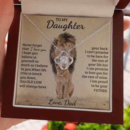 To My Daughter - Love Dad - Beautiful Gift Set - Love Knot Necklace -DLK018