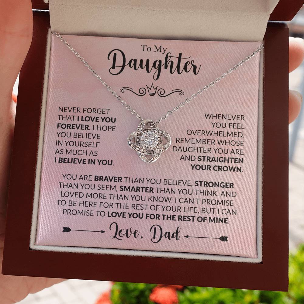 To My Daughter - Love Dad - Beautiful Gift Set - Love Knot Necklace -DLK021