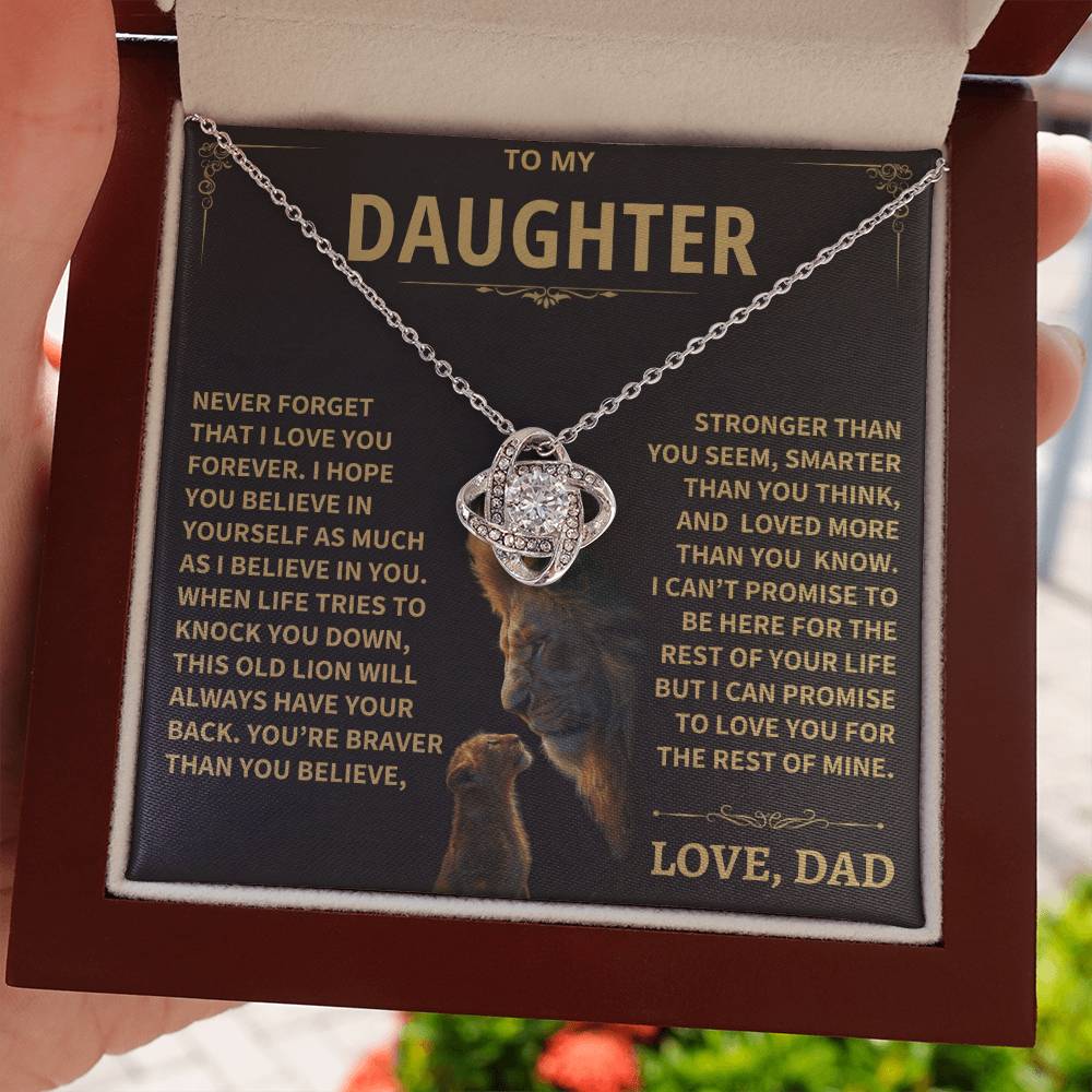To My Daughter - Love Dad - Beautiful Gift Set - Love Knot Necklace -DLK009