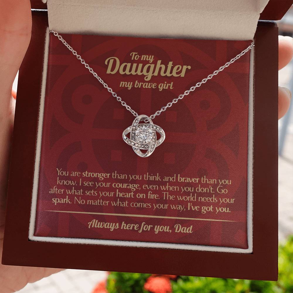 To My Daughter - Love Dad - Beautiful Gift Set - Love Knot Necklace -DLK003