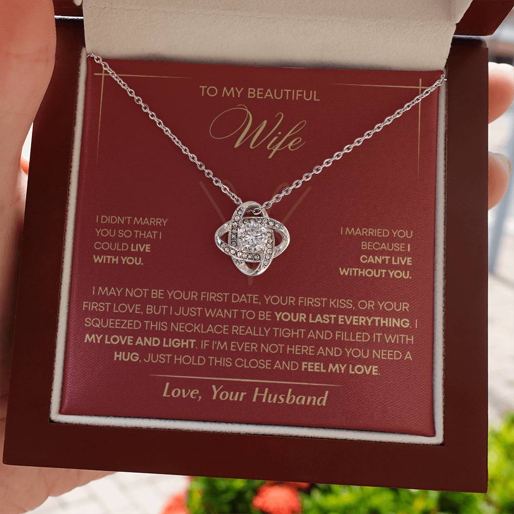 To My Wife - Beautiful Gift Set - Love Knot Necklace - WLKL005