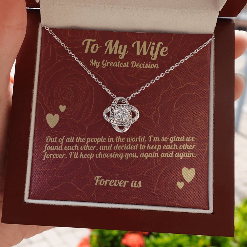 To My Wife - Beautiful Gift Set - Love Knot Necklace - WLKL003
