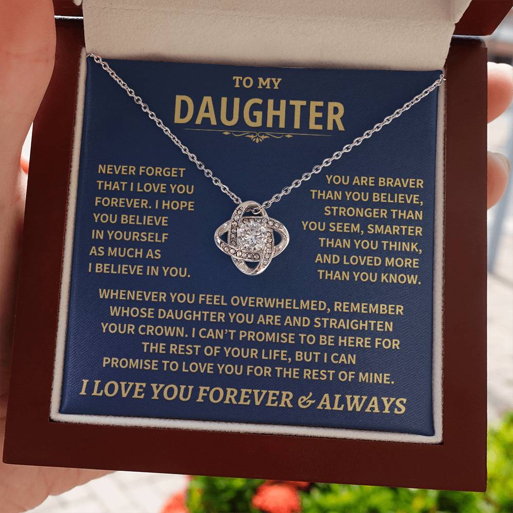 To My Daughter - Love Dad - Beautiful Gift Set - Love Knot Necklace -DLK007