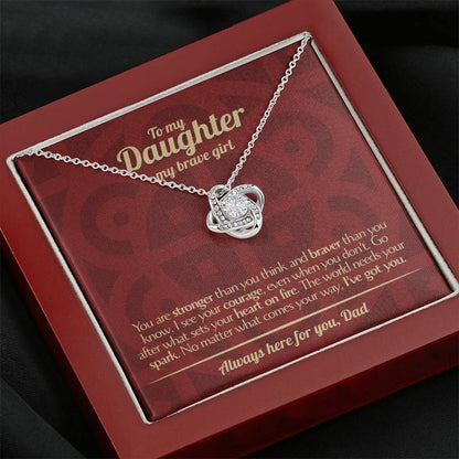 To My Daughter - Love Dad - Beautiful Gift Set - Love Knot Necklace -DLK003