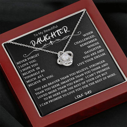 To My Daughter - Love Dad - Beautiful Gift Set - Love Knot Necklace -DLK019