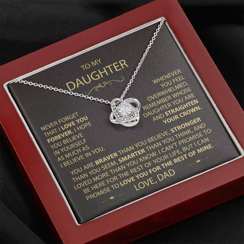 To My Daughter - Love Dad - Beautiful Gift Set - Love Knot Necklace -DLK002