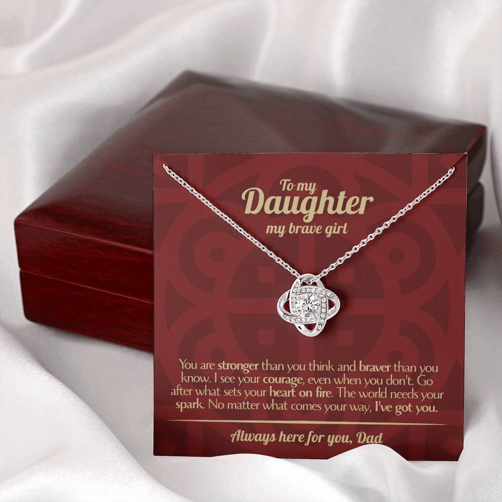 To My Daughter - Love Dad - Beautiful Gift Set - Love Knot Necklace -DLK003