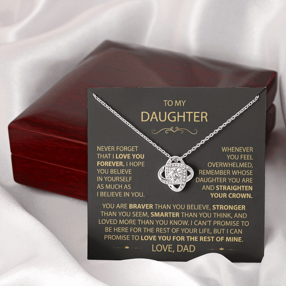 To My Daughter - Love Dad - Beautiful Gift Set - Love Knot Necklace -DLK002