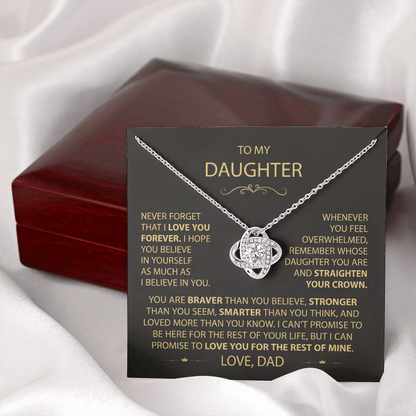 To My Daughter - Love Dad - Beautiful Gift Set - Love Knot Necklace -DLK002