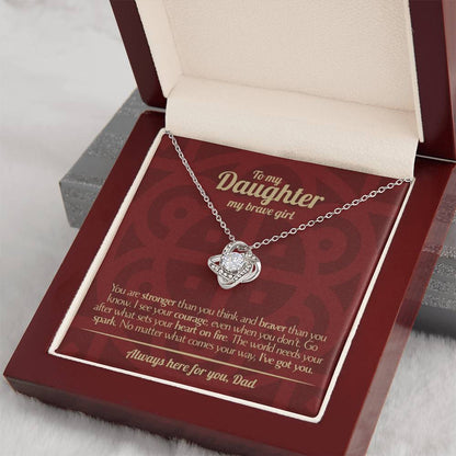 To My Daughter - Love Dad - Beautiful Gift Set - Love Knot Necklace -DLK003