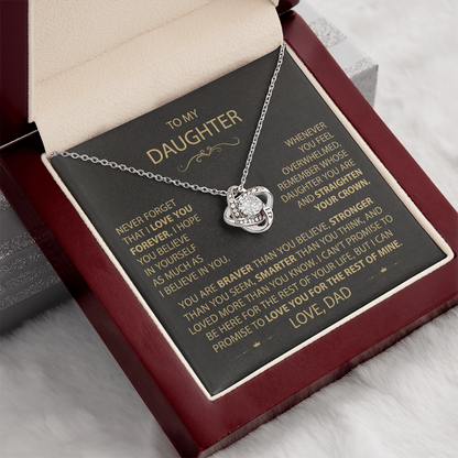 To My Daughter - Love Dad - Beautiful Gift Set - Love Knot Necklace -DLK002