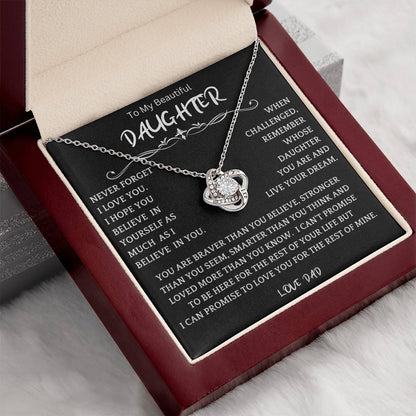 To My Daughter - Love Dad - Beautiful Gift Set - Love Knot Necklace -DLK019