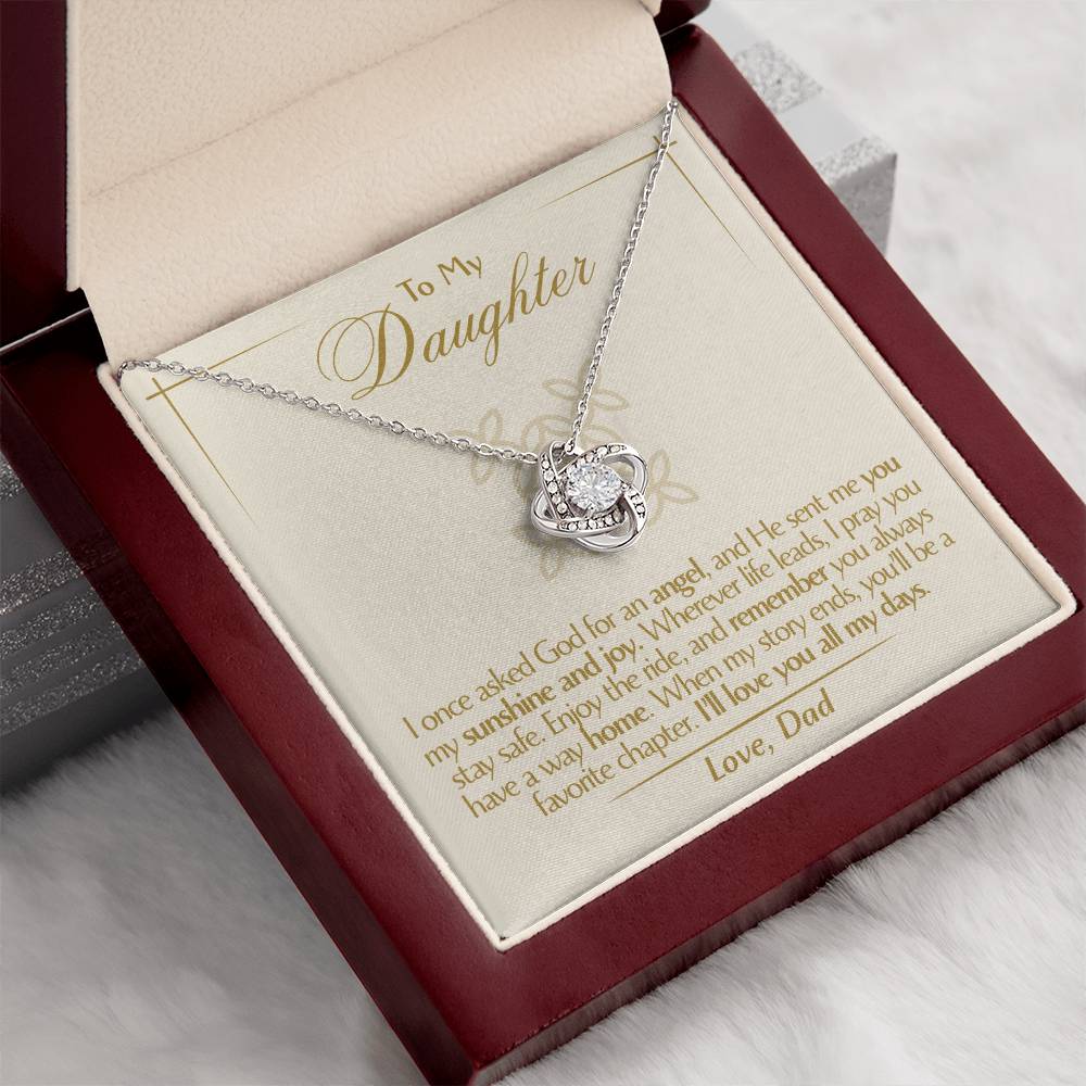 To My Daughter - Love Dad - Beautiful Gift Set - Love Knot Necklace -DLK016