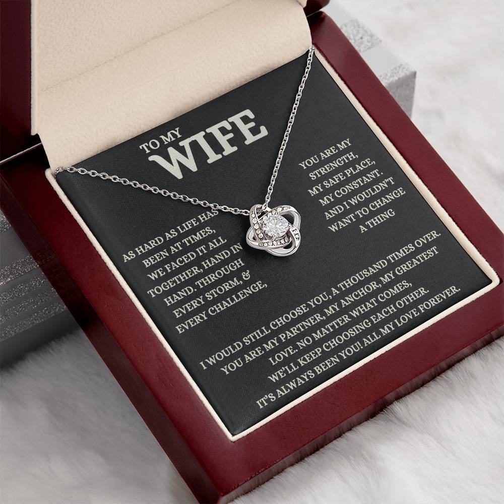 To My Wife - Beautiful Gift Set - Love Knot Necklace - WLKL007