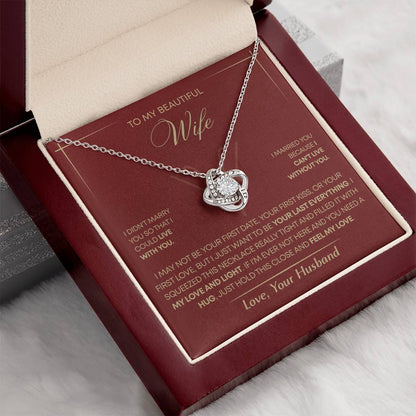 To My Wife - Beautiful Gift Set - Love Knot Necklace - WLKL005
