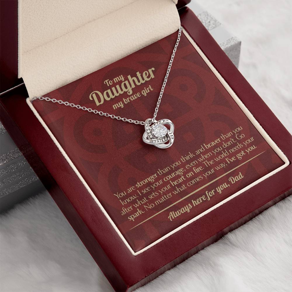 To My Daughter - Love Dad - Beautiful Gift Set - Love Knot Necklace -DLK003
