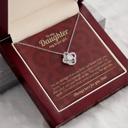 To My Daughter - Love Dad - Beautiful Gift Set - Love Knot Necklace -DLK003