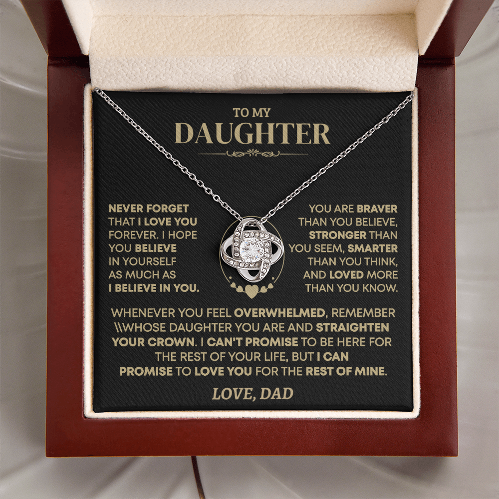 To My Daughter - Love Dad - Beautiful Gift Set - Love Knot Necklace -DLK001