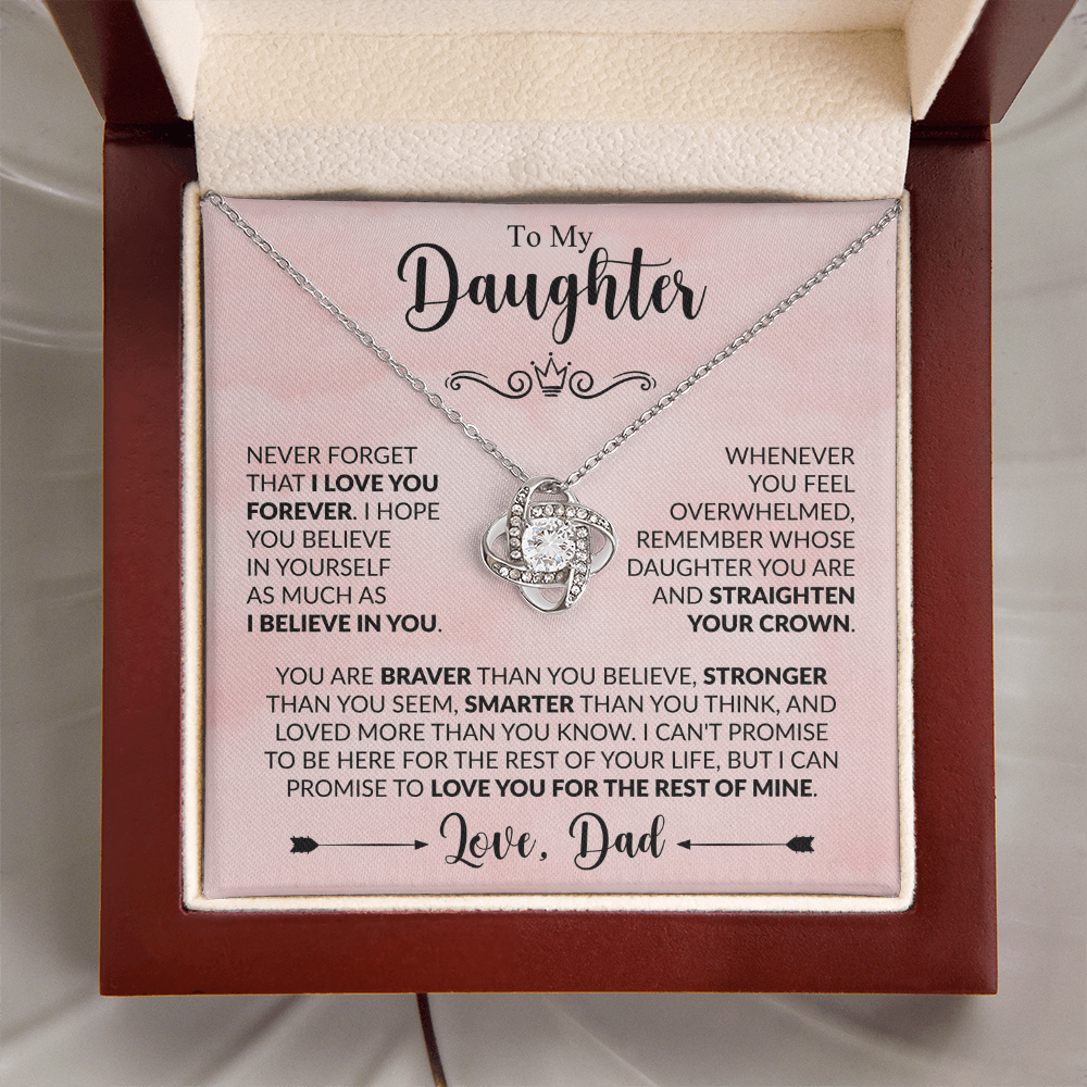To My Daughter - Love Dad - Beautiful Gift Set - Love Knot Necklace -DLK021