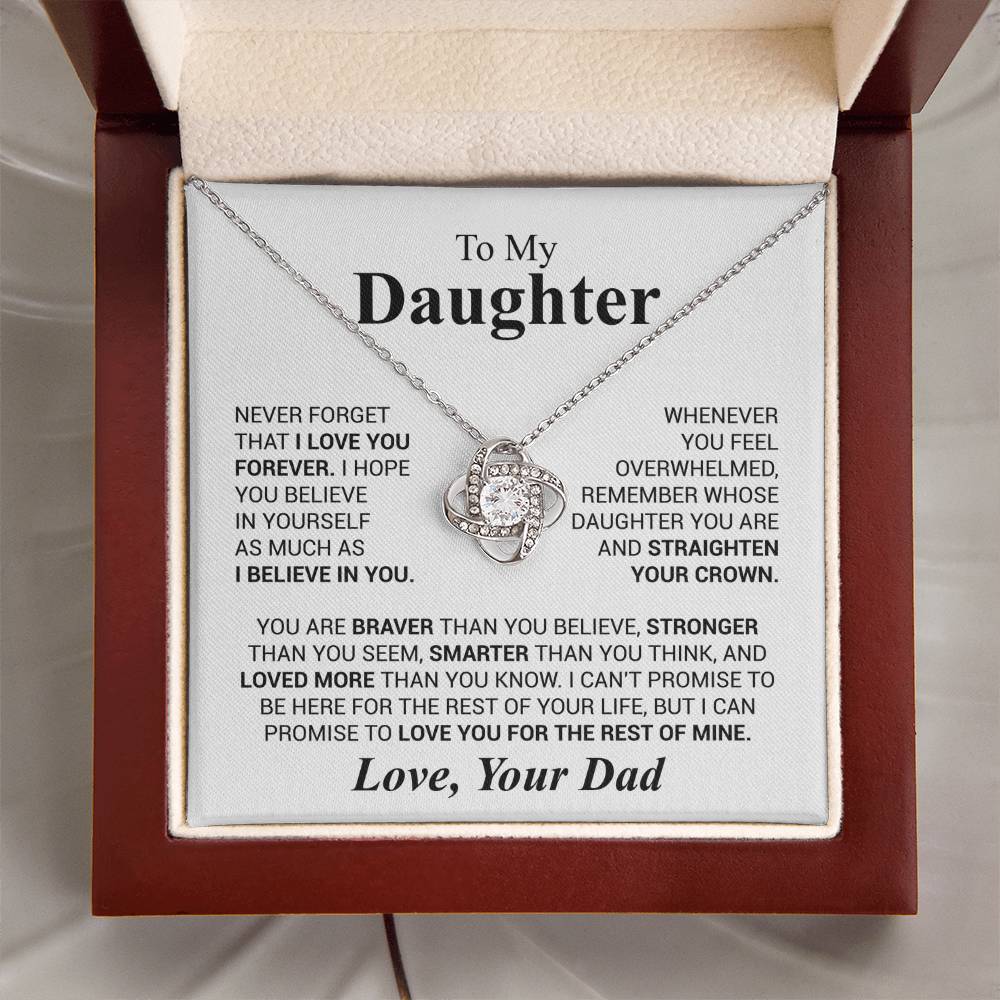 To My Daughter - Love Dad - Beautiful Gift Set - Love Knot Necklace -DLK023