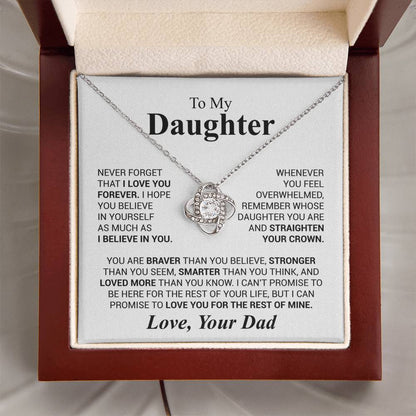 To My Daughter - Love Dad - Beautiful Gift Set - Love Knot Necklace -DLK023