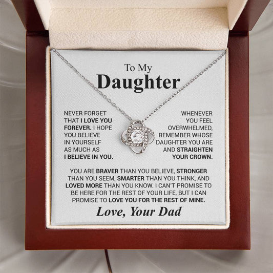 To My Daughter - Love Dad - Beautiful Gift Set - Love Knot Necklace -DLK023