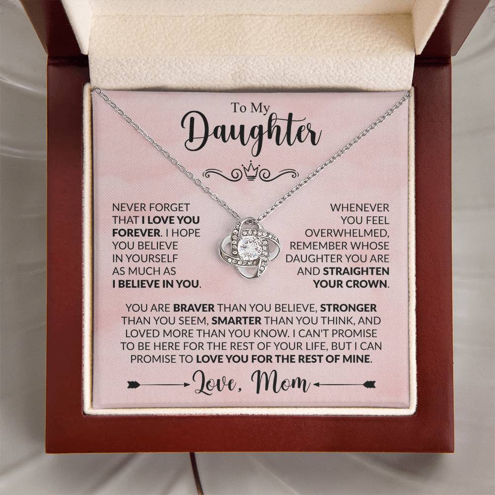 To My Daughter - Love Mom - Beautiful Gift Set - Love Knot Necklace -DLK022