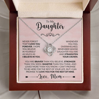 To My Daughter - Love Mom - Beautiful Gift Set - Love Knot Necklace -DLK022