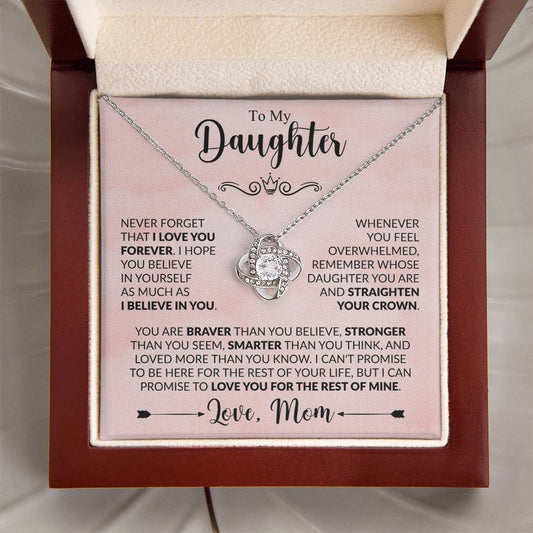 To My Daughter - Love Mom - Beautiful Gift Set - Love Knot Necklace -DLK022