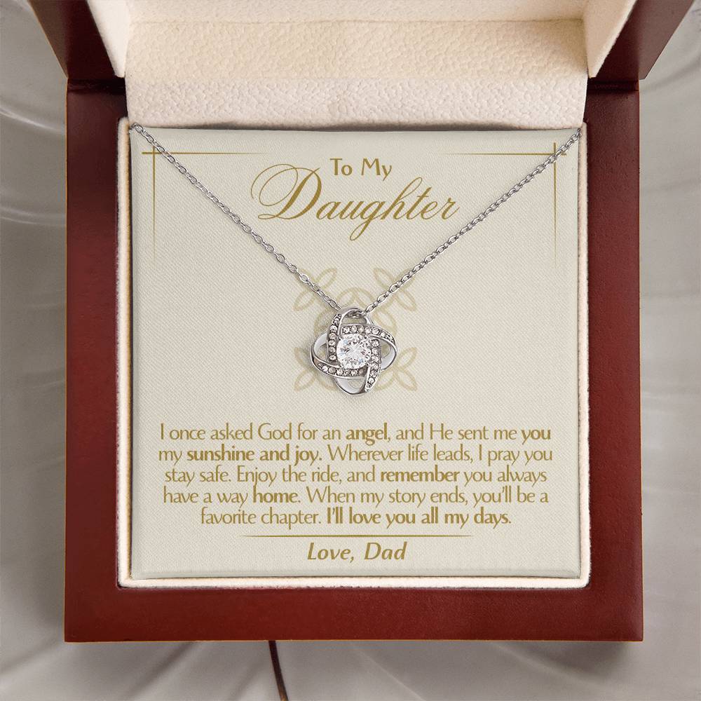 To My Daughter - Love Dad - Beautiful Gift Set - Love Knot Necklace -DLK016