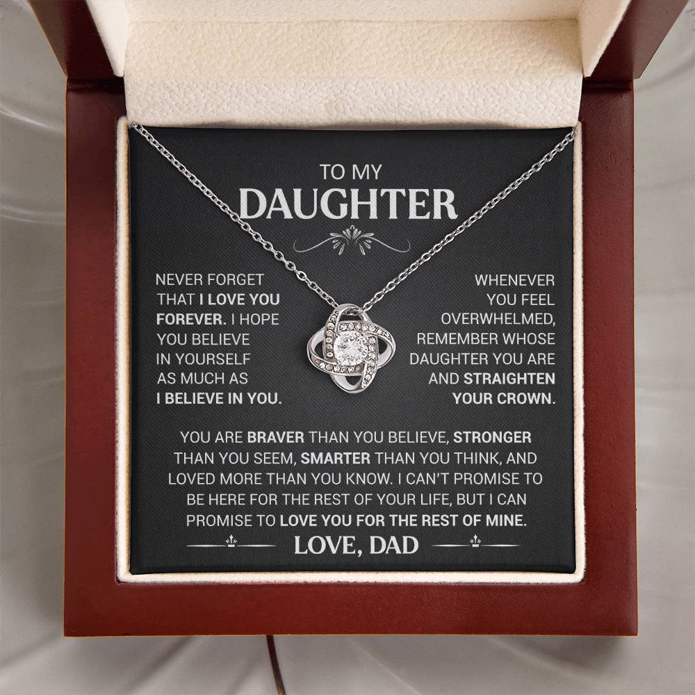 To My Daughter - Love Dad - Beautiful Gift Set - Love Knot Necklace -DLK013