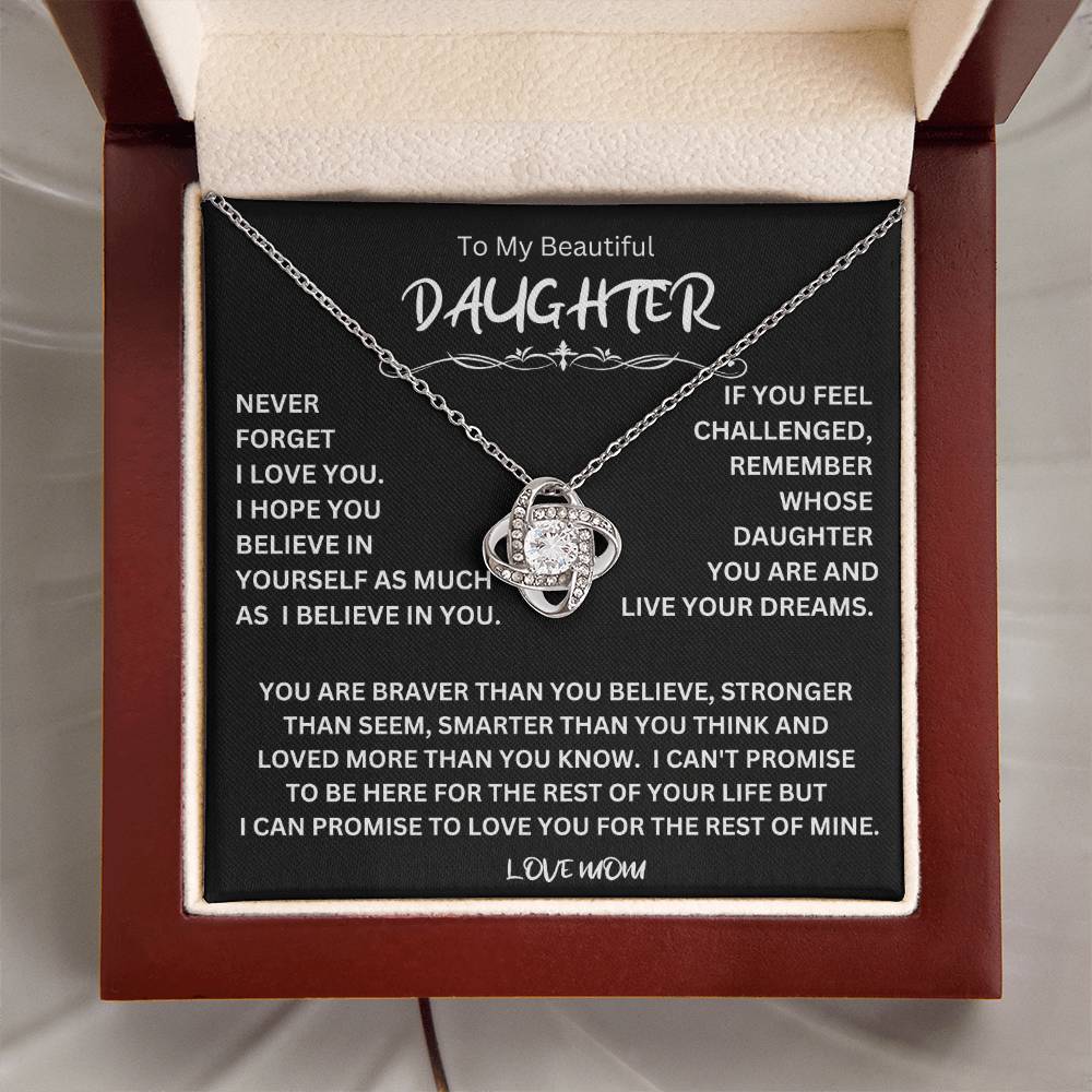 To My Daughter - Love Dad - Beautiful Gift Set - Love Knot Necklace -DLK014