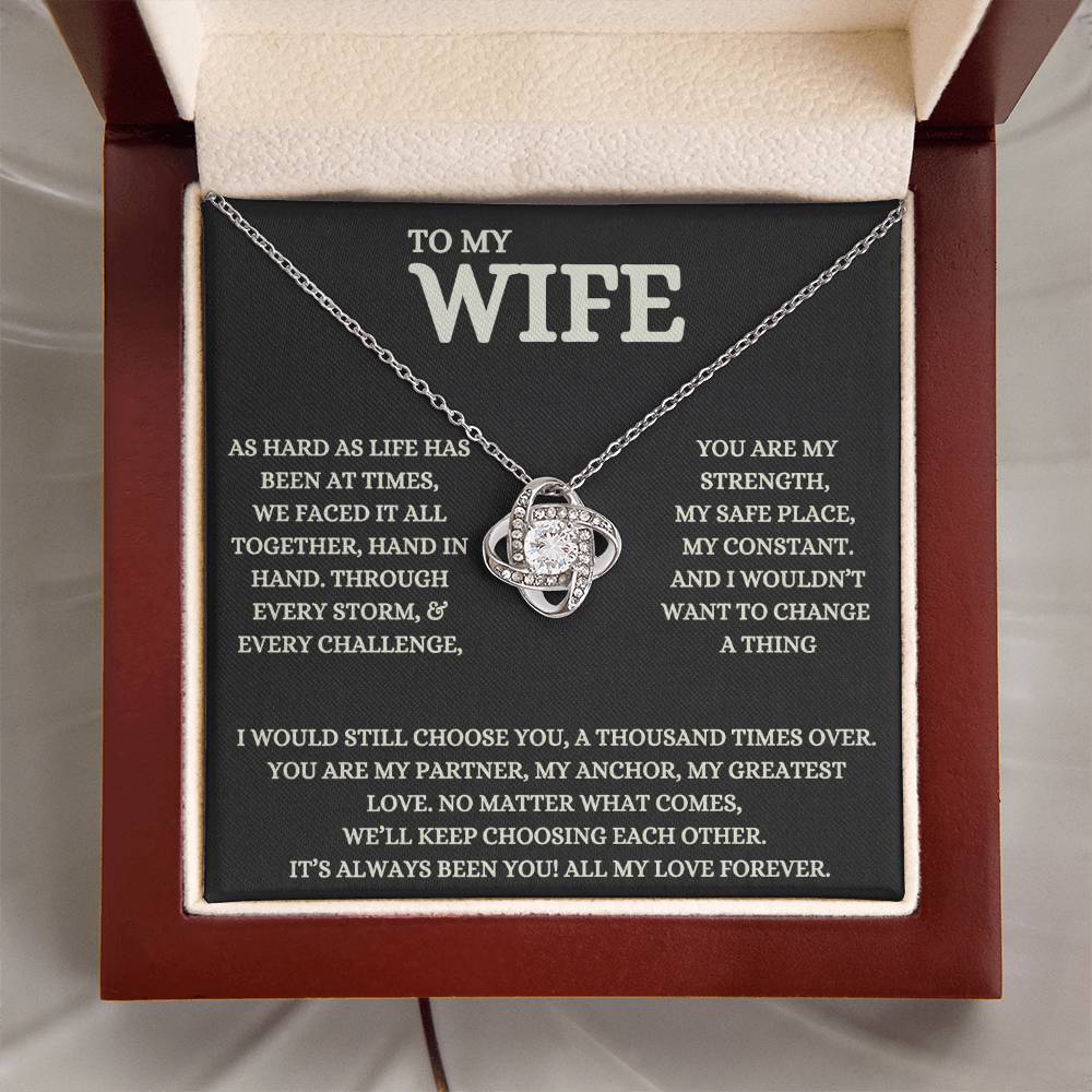 To My Wife - Beautiful Gift Set - Love Knot Necklace - WLKL007