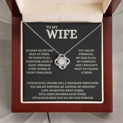 To My Wife - Beautiful Gift Set - Love Knot Necklace - WLKL007