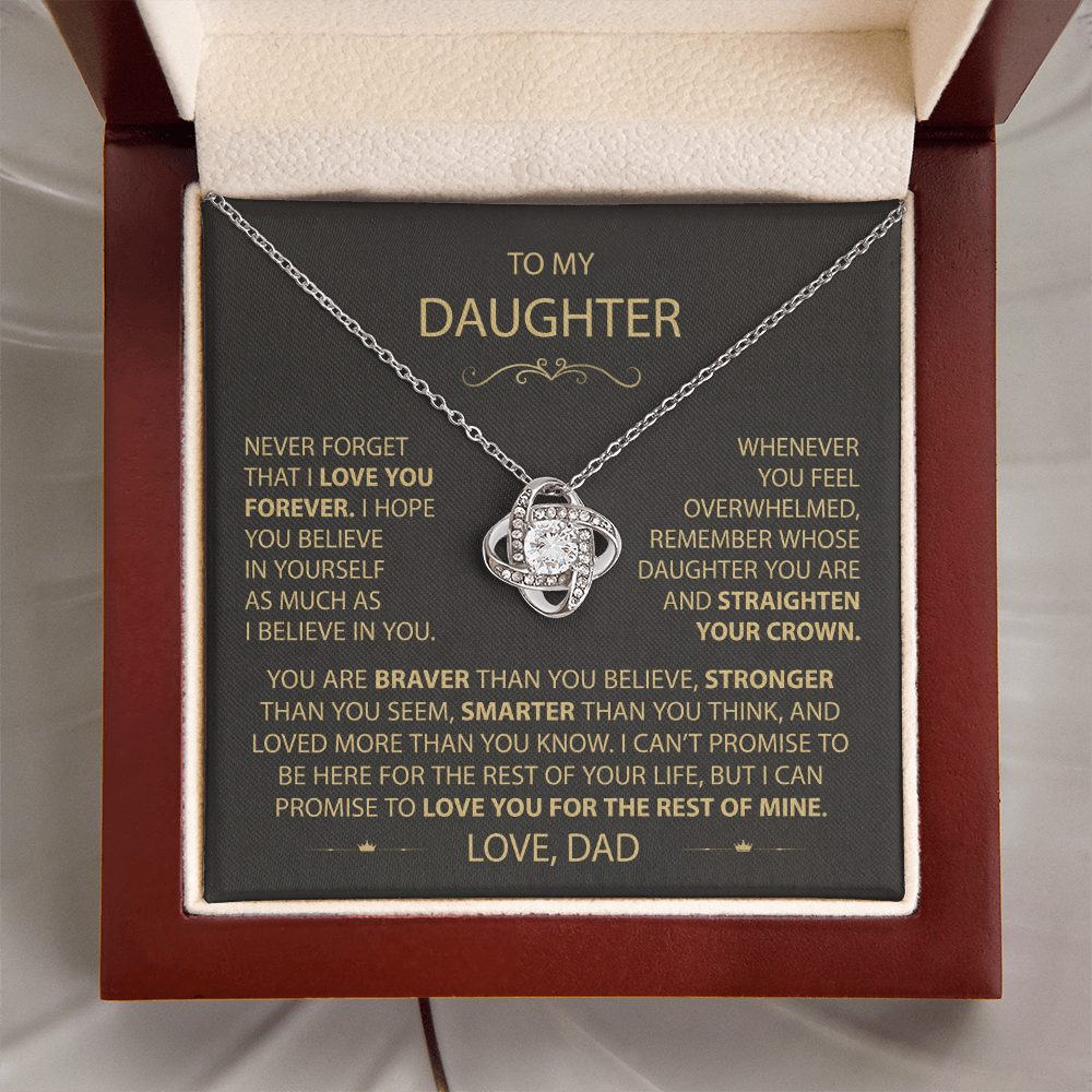 To My Daughter - Love Dad - Beautiful Gift Set - Love Knot Necklace -DLK002