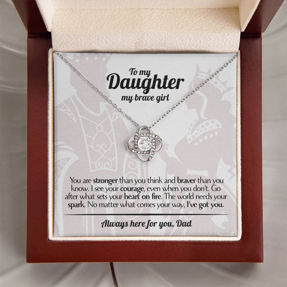 To My Daughter - Love Dad - Beautiful Gift Set - Love Knot Necklace -DLK017