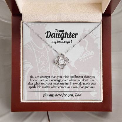 To My Daughter - Love Dad - Beautiful Gift Set - Love Knot Necklace -DLK017