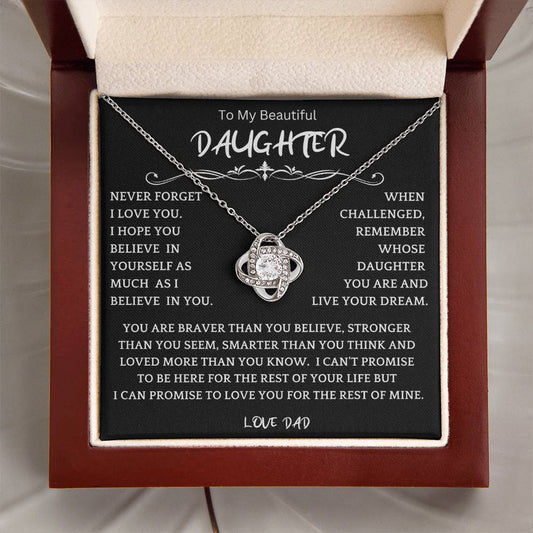 To My Daughter - Love Dad - Beautiful Gift Set - Love Knot Necklace -DLK019