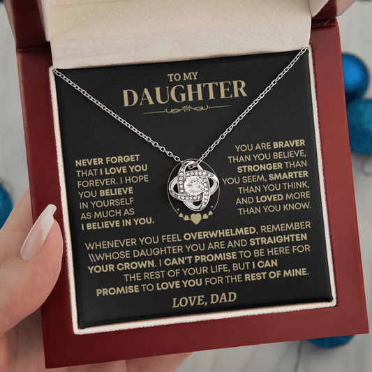 To My Daughter - Love Dad - Beautiful Gift Set - Love Knot Necklace -DLK001