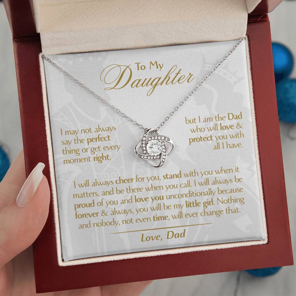 To My Daughter - Love Dad - Beautiful Gift Set - Love Knot Necklace -DLK006