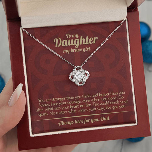 To My Daughter - Love Dad - Beautiful Gift Set - Love Knot Necklace -DLK003