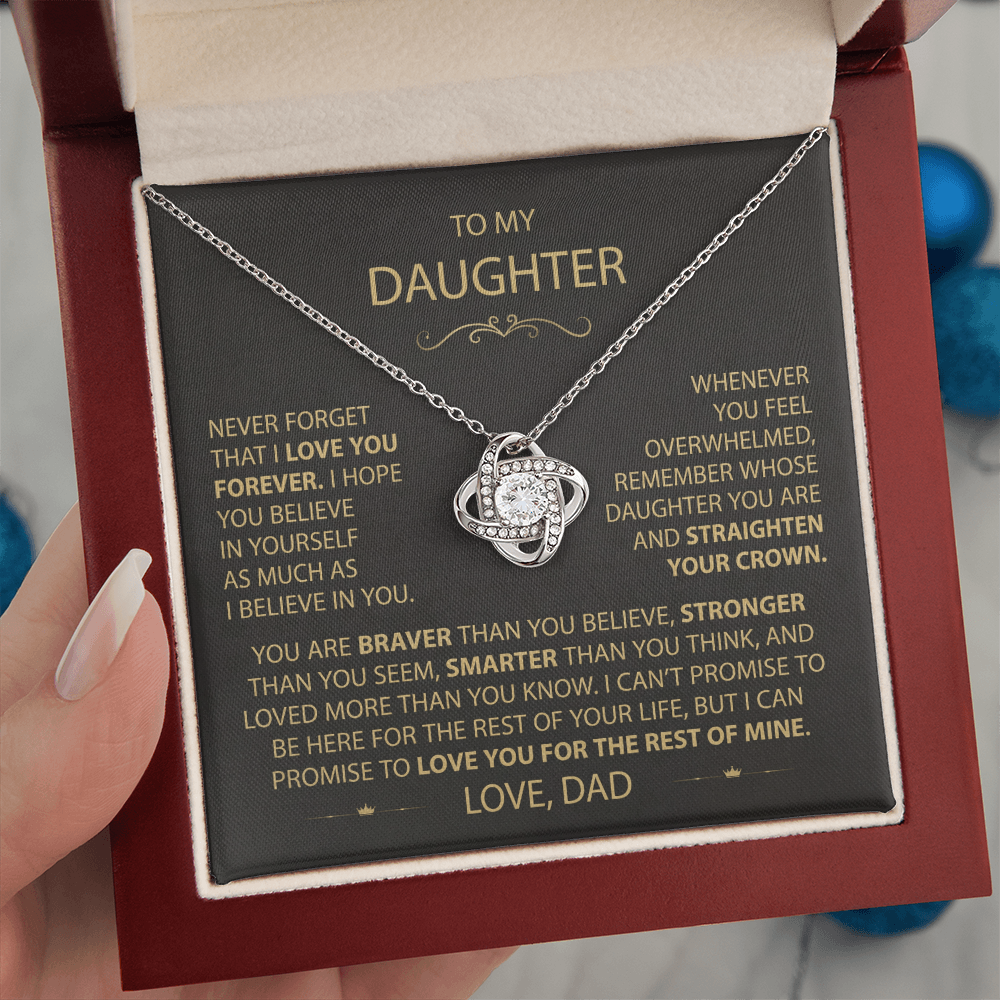 To My Daughter - Love Dad - Beautiful Gift Set - Love Knot Necklace -DLK002