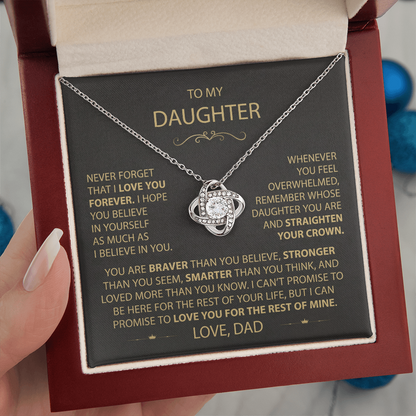 To My Daughter - Love Dad - Beautiful Gift Set - Love Knot Necklace -DLK002