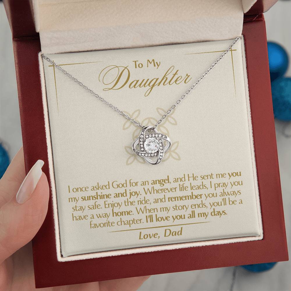 To My Daughter - Love Dad - Beautiful Gift Set - Love Knot Necklace -DLK016