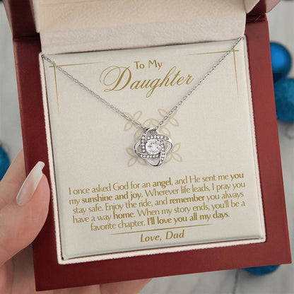 To My Daughter - Love Dad - Beautiful Gift Set - Love Knot Necklace -DLK016