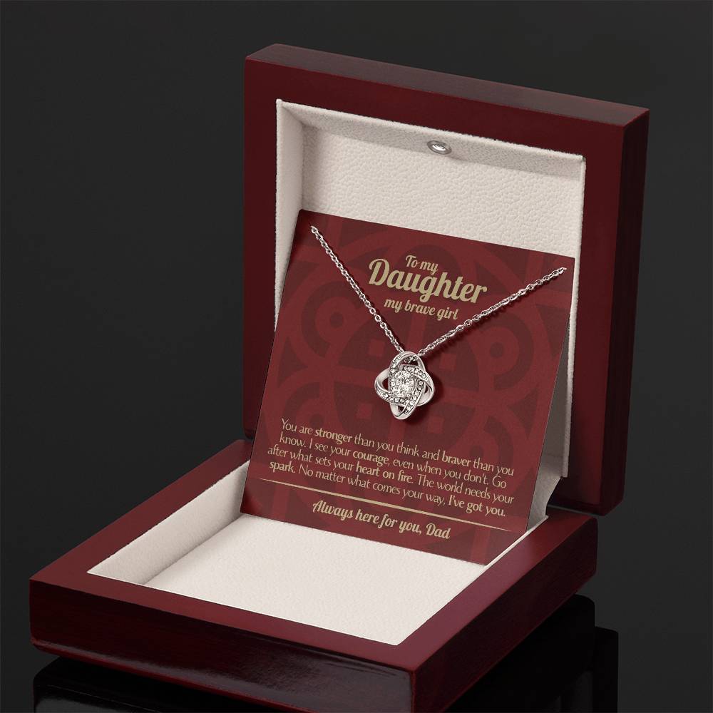 To My Daughter - Love Dad - Beautiful Gift Set - Love Knot Necklace -DLK003