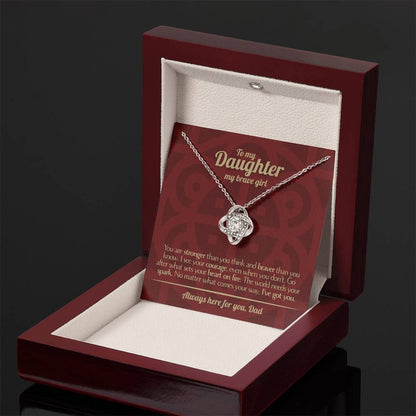 To My Daughter - Love Dad - Beautiful Gift Set - Love Knot Necklace -DLK003