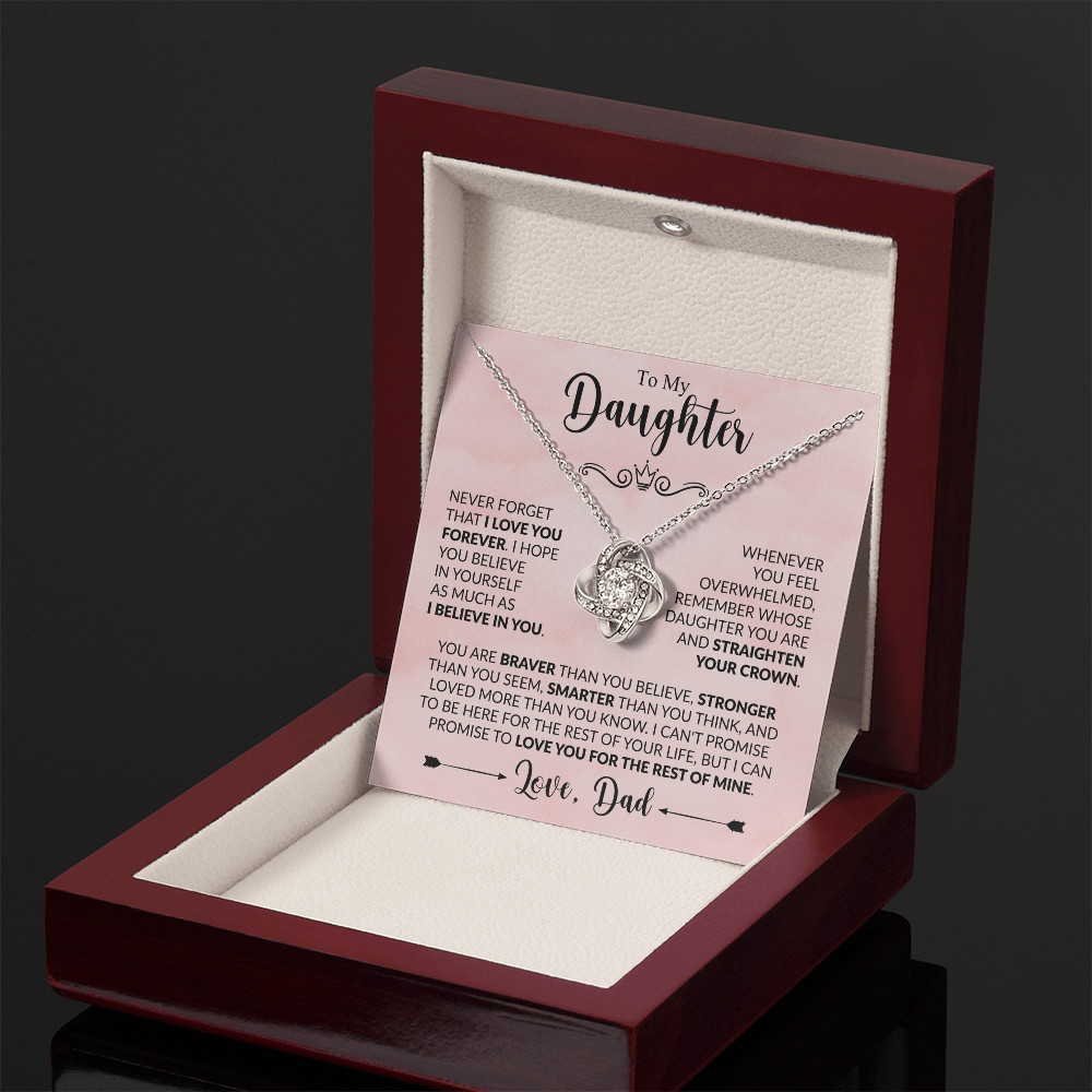 To My Daughter - Love Dad - Beautiful Gift Set - Love Knot Necklace -DLK021